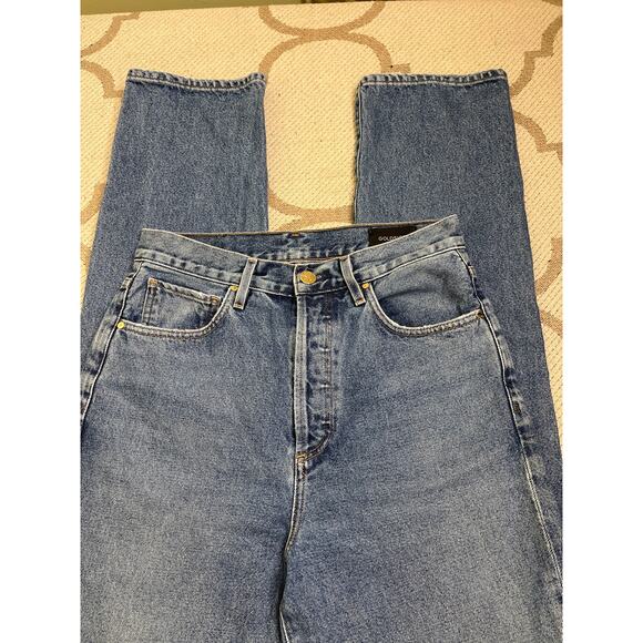 Goldsign Button fly Blue Relaxed High Rise Straight-Leg Jeans, Size 25, MSRP$350 - Picture 2 of 14